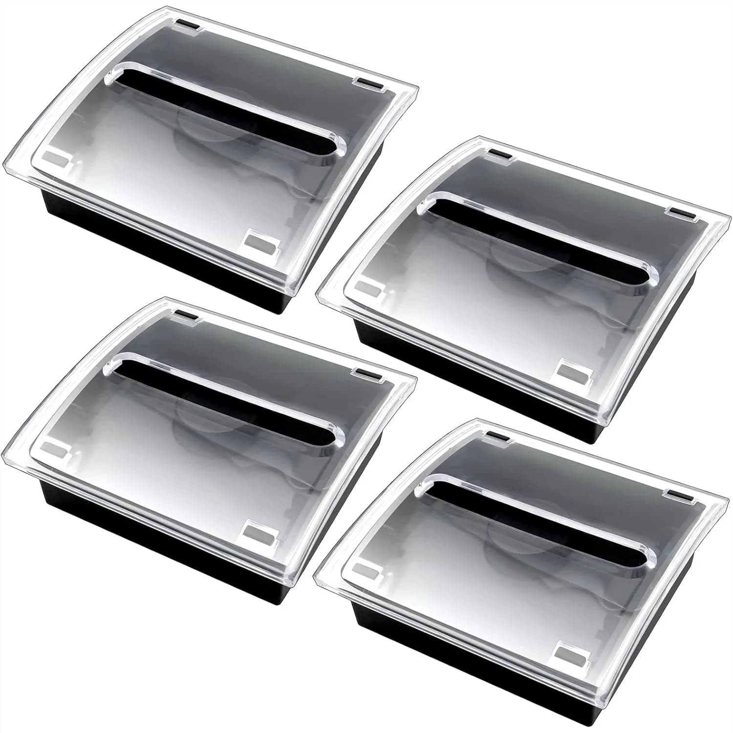 4 dispenser per foglietti adesivi pop-up con parte superiore trasparente per foglietti da 3x3 pollici, base nera, organizer da scrivania per ufficio, scuola, casa