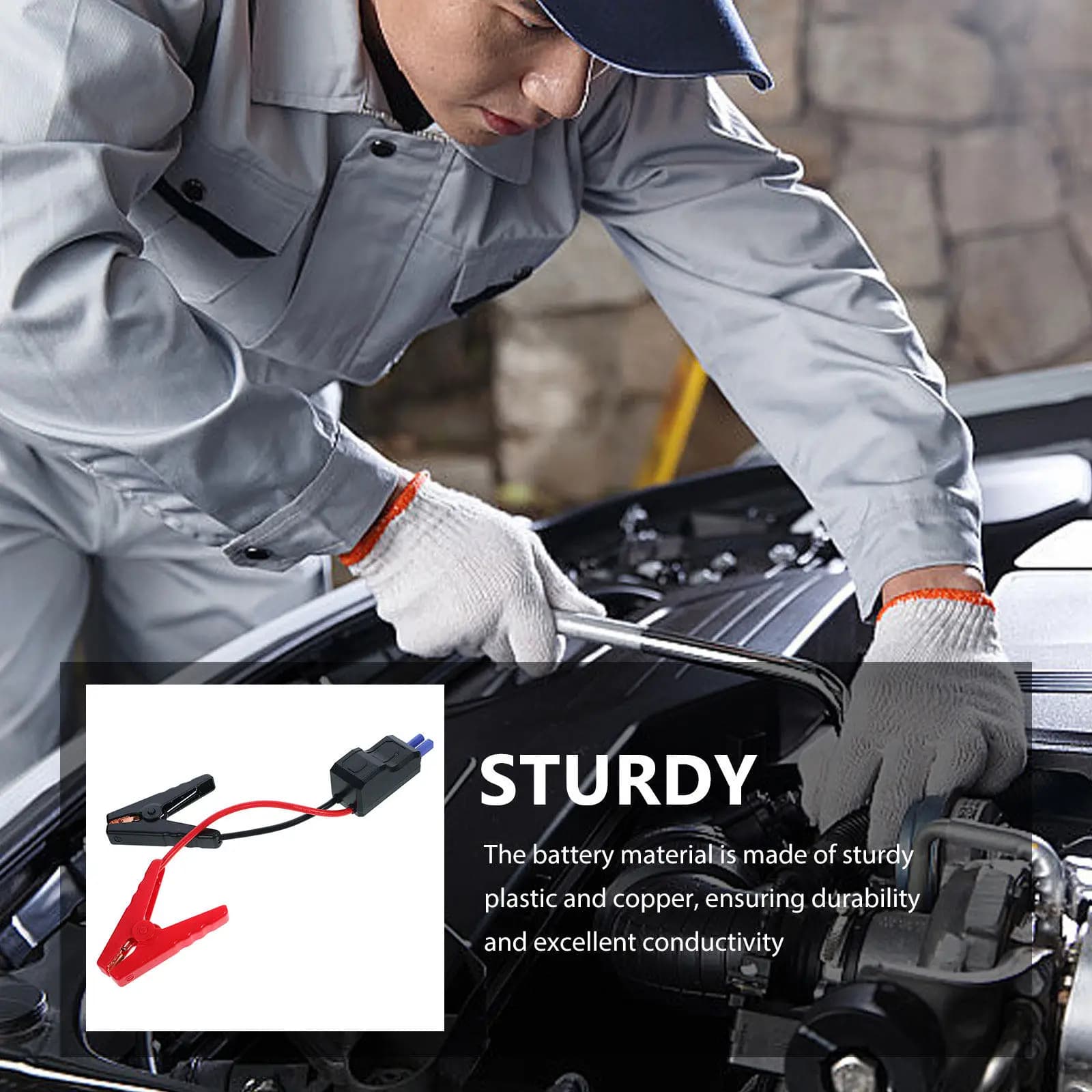Morsetto di avviamento di emergenza per auto, morsetto batteria 650A, clip di avviamento di emergenza, kit cavi di avviamento portatili di ricambio, stabile