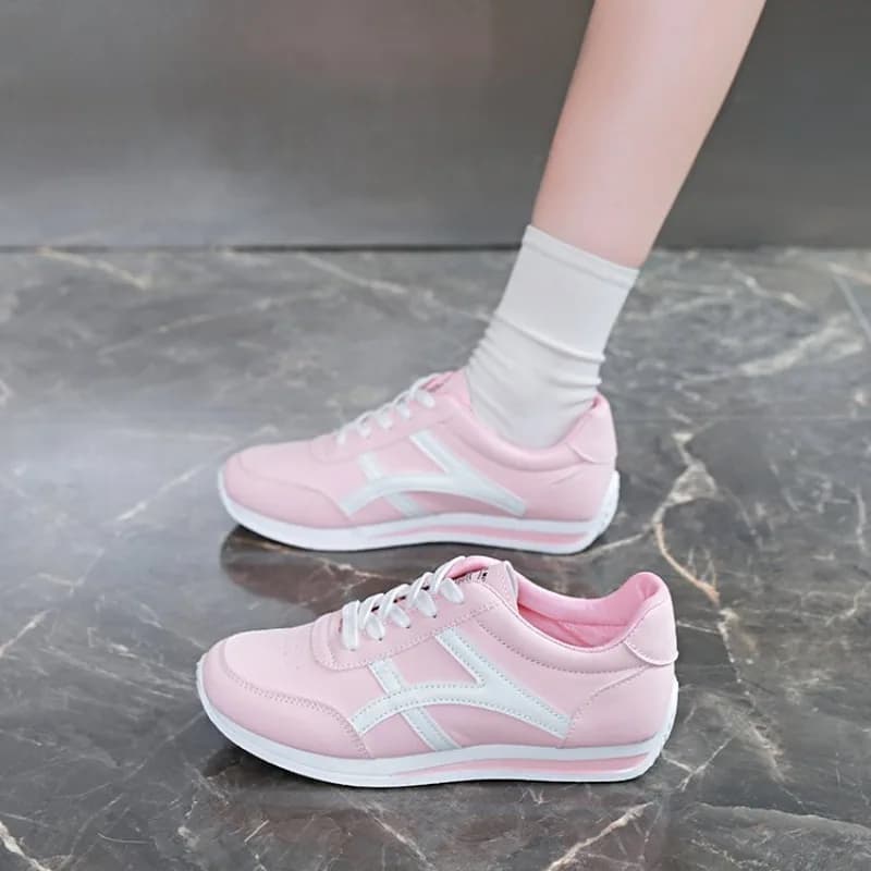 Sneakers da Donna Nuove Scarpe Sportive Bianche alla Moda con Punta Rotonda e Lacci Comode e Leggere per la Corsa