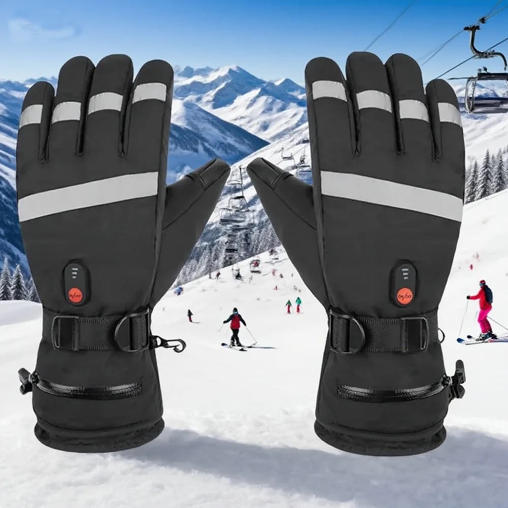 Guanti invernali Guanti riscaldati da moto Riscaldati elettrici Striscia riflettente touchscreen impermeabile e calda per lo sci in bicicletta