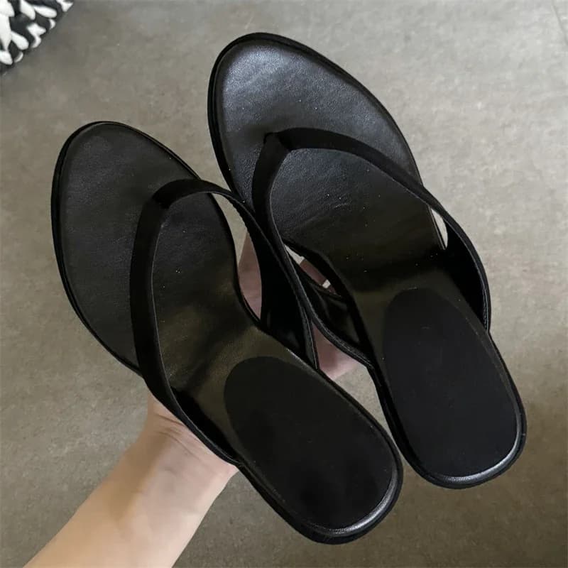 Aneikeh Summer Green Suede Wedge Flip Flops Platform Heel Slippers Casual Beach Party Wedge Sandals Non-slip High Heel Slides