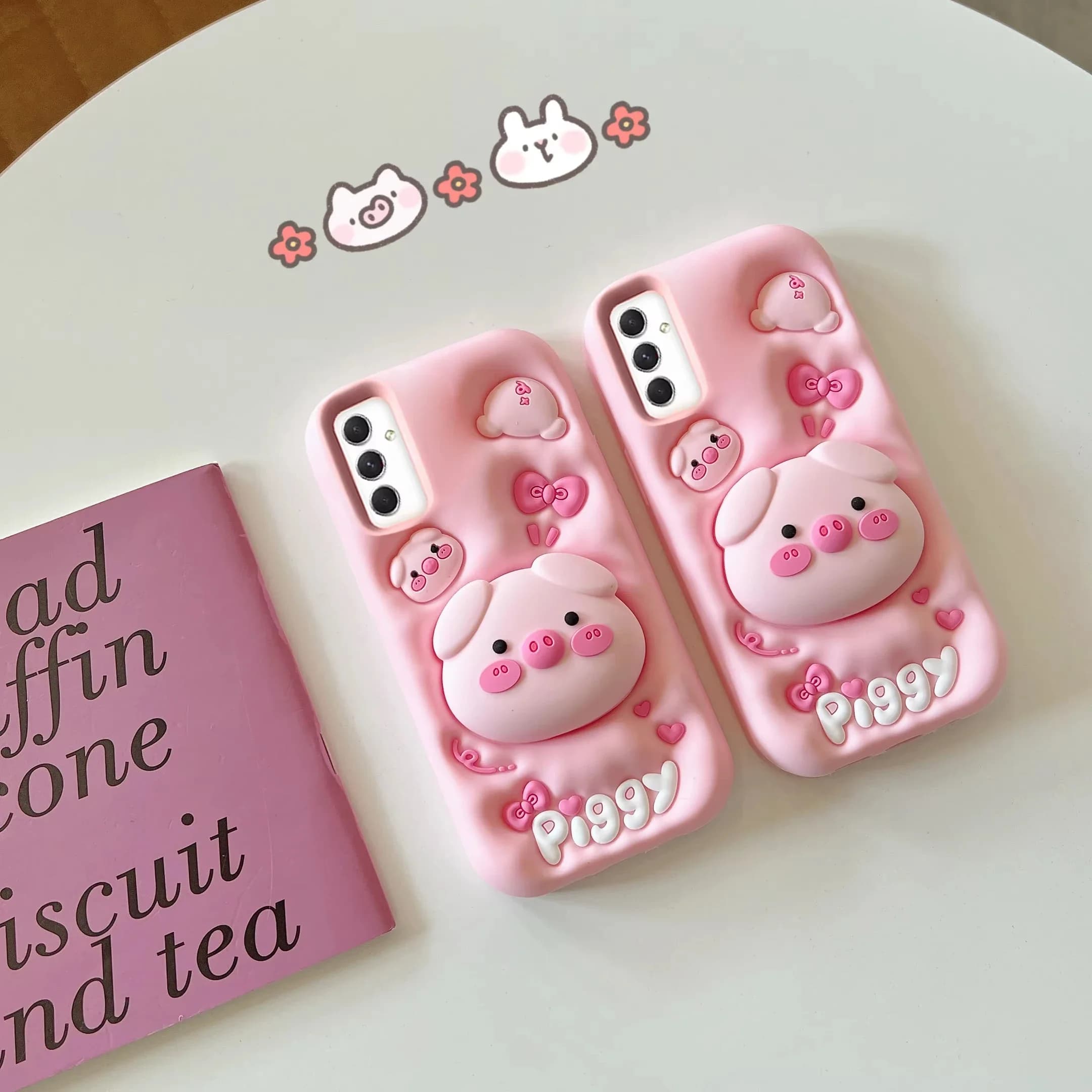 Custodia per telefono per Samsung Galaxy S24 S23 Ultra S21FE A55 A54 A53 A51 A50 A30S A35 A24 Supporto carino grande testa maiale Custodia morbida in silicone