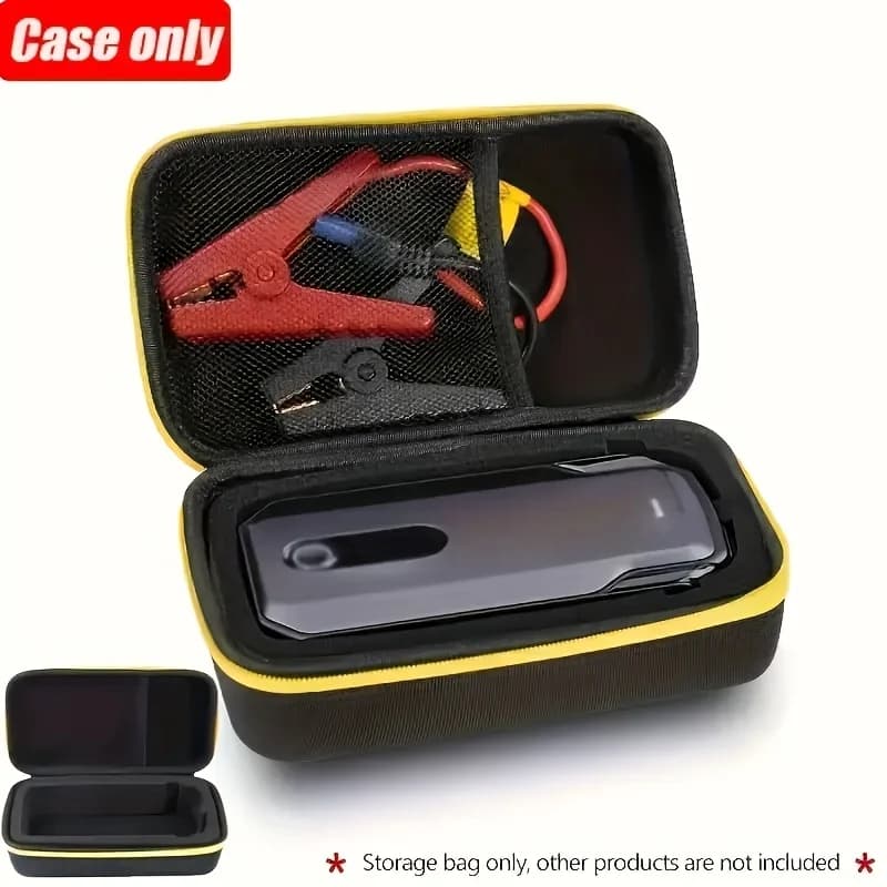 Custodia rigida in EVA per avviatore di emergenza auto, borsa antiurto per caricabatterie portatile e cavi di avviamento, organizer estivo per emergenze auto