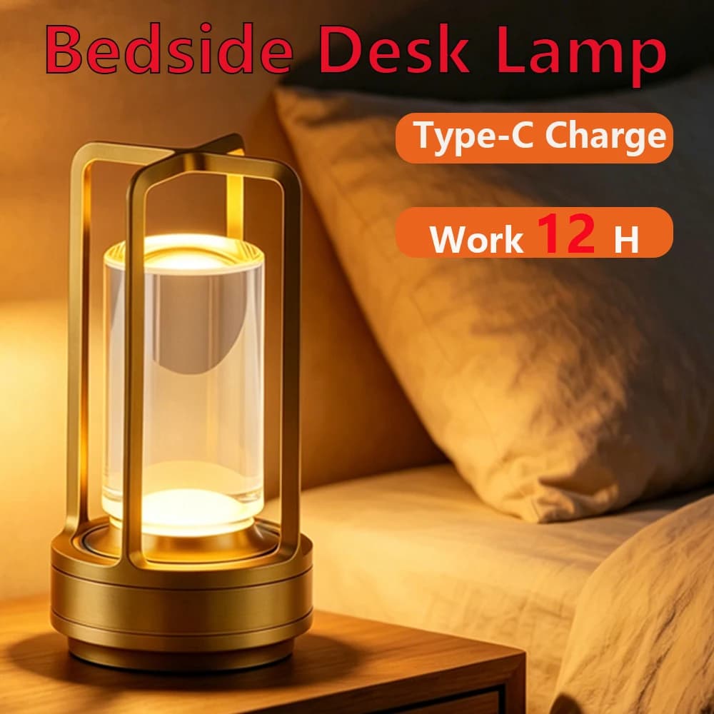 Lampada da Comodino Ricaricabile LED Senza Fili, Lampada da Tavolo per Camera da Letto, Lampada da Scrivania Touch, Luce Notturna Atmosferica, Illuminazione Creativa per Comodino