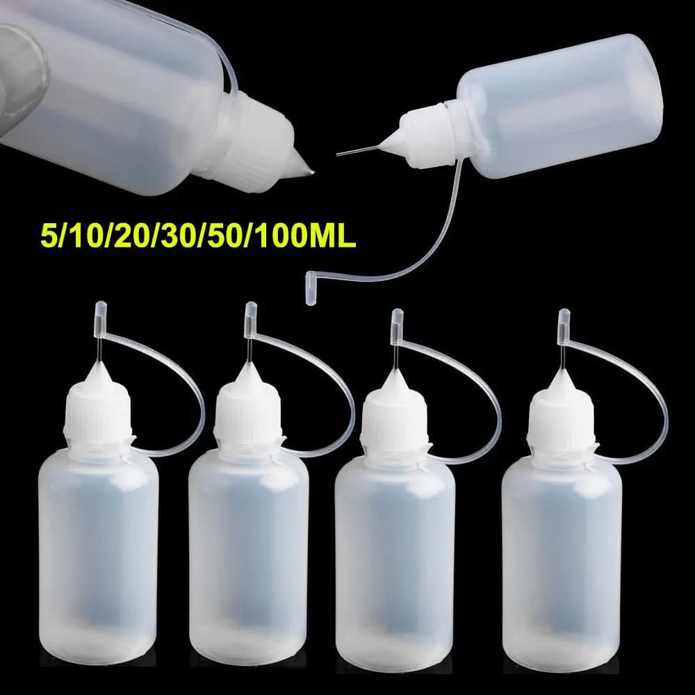 5pcs/set Needle Tip Glue Bottle Squeeze Plastic Bottle Glue Applicator Bottle DIY Scrapbooking Paper Craft Tool Refillable Vial