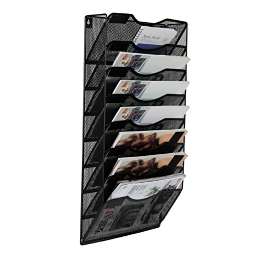 8 Pocket Mesh Wall File Organizer Hanging Paper Folder Holder with Classify Label Vertical Wall Mount Mail Organizer for Office