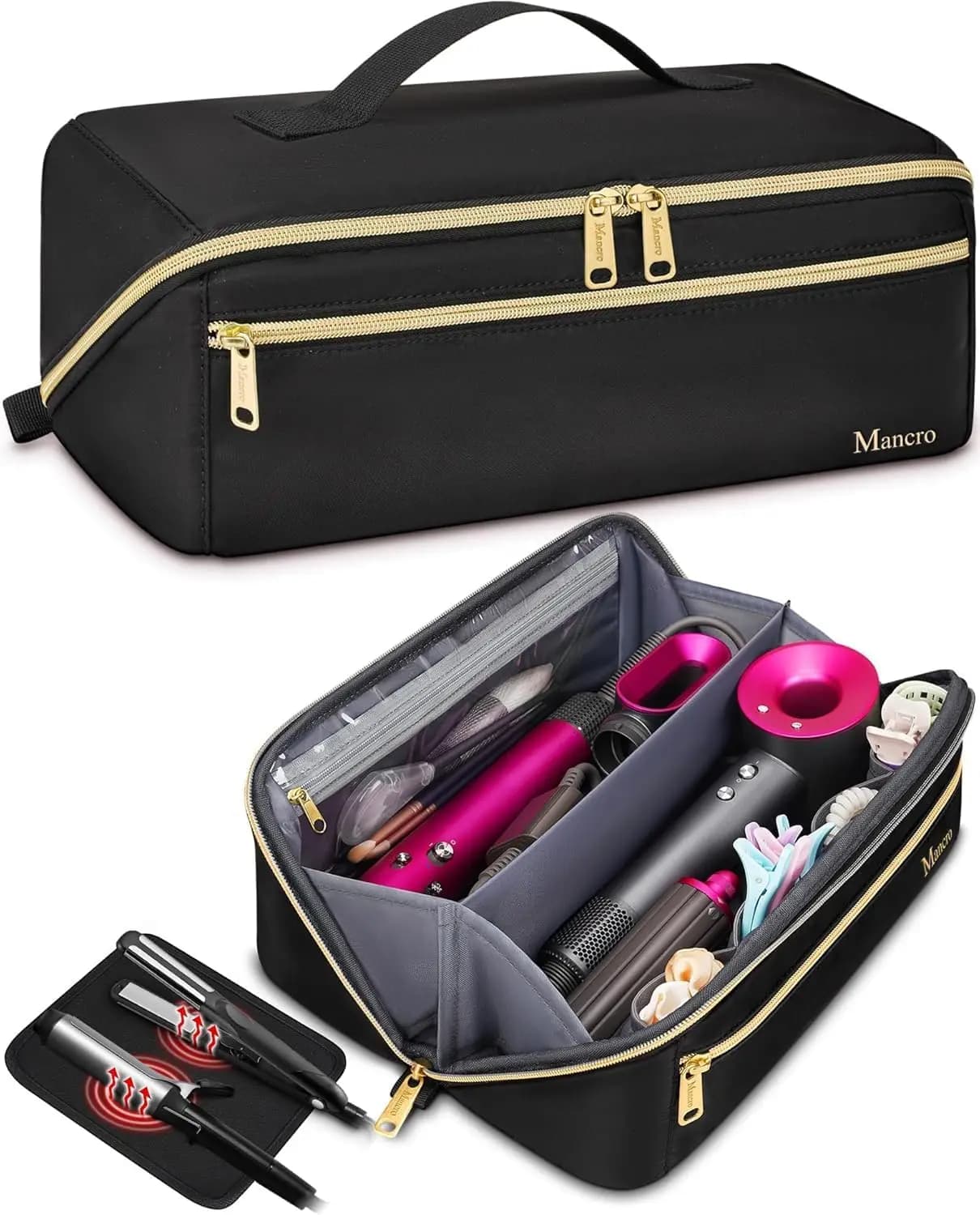 Borsa da viaggio per strumenti per capelli Mancro compatibile con Shark Flexstyle, organizer per strumenti per capelli a caldo con apertura ampia e tappetino separato resistente al calore, organizer per accessori per capelli per piastre e arricciacapelli