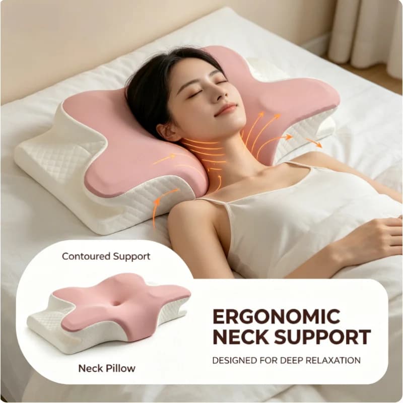 Cuscino Cervicale Estivo Rinfrescante in Memory Foam, Supporto Ergonomico per il Collo, Sollievo dal Dolore per Chi Dorme su un Fianco, sulla Schiena o sullo Stomaco
