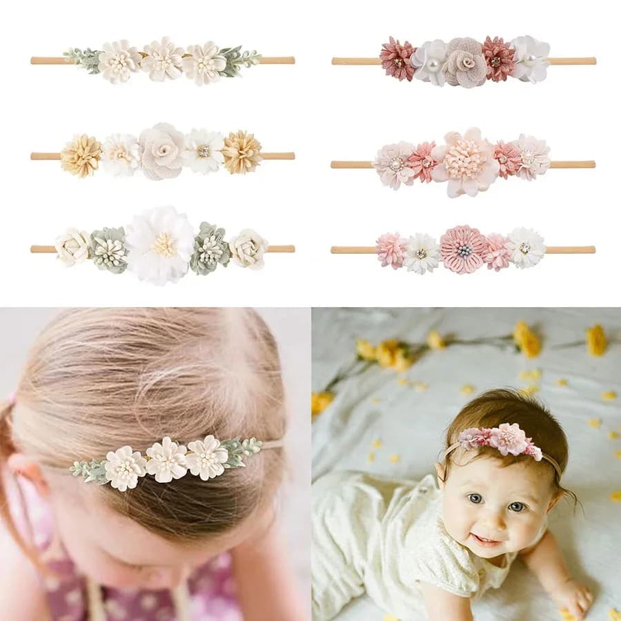 1/3 pezzi fasce per capelli per ragazze bambini carino fiore copricapo nylon morbido elastico fascia per capelli regali accessori per capelli fascia per bambini