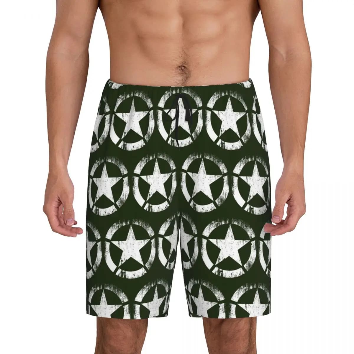 Custom America Army Military Star Short Pajama Pants Men Sleepwear Sleep Lounge Bottom Shorts Sleeping Pants