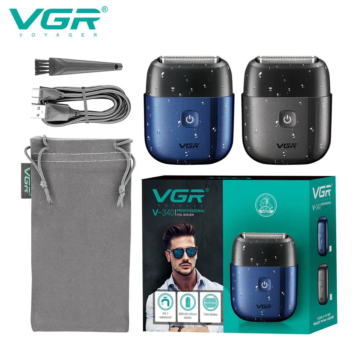 VGR 340 Professional Electric Razor Razor Alternative Barbary Machine IPX7 Waterproof Barba Trimmer Mini Razor for Men