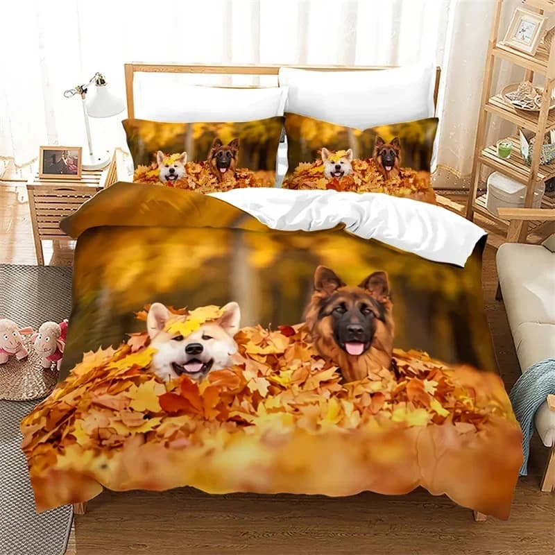 Copripiumino per cuccioli 3D Copripiumino con stampa di cani da compagnia carino Set di biancheria da letto a tema animale in microfibra Twin Full Size per bambini Ragazzi Ragazze