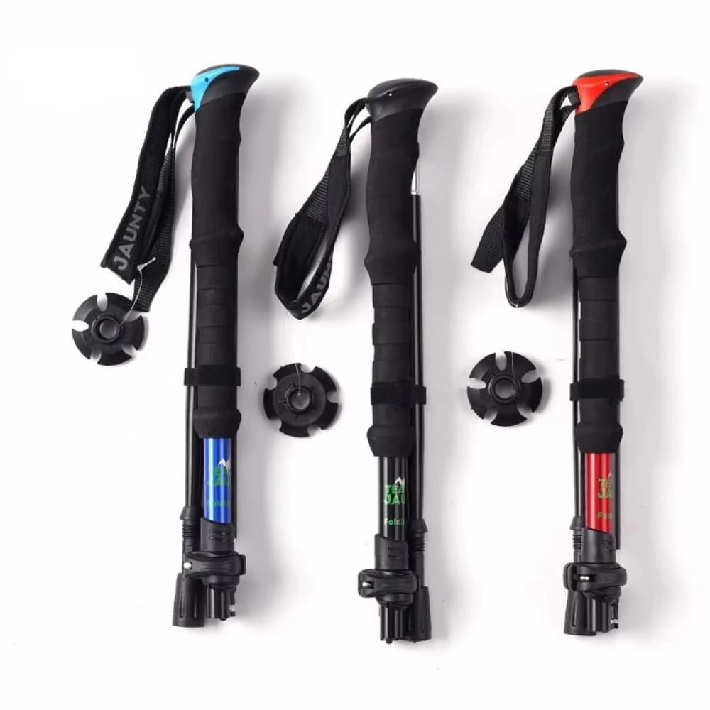 Aluminum Outdoor Trekking Poles EVA Quick Adjustable Locks Cross Country Cane Colorful Telescopic Wading Staff Hiking Equipment