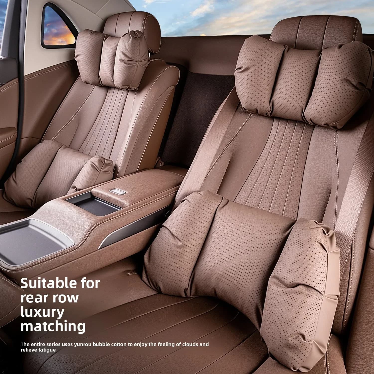 High Quality Universal Car SUV Headrest Cushion Car Seat Neck Pillow Perforated Leather Breathable Lumbar Support Car Pillow