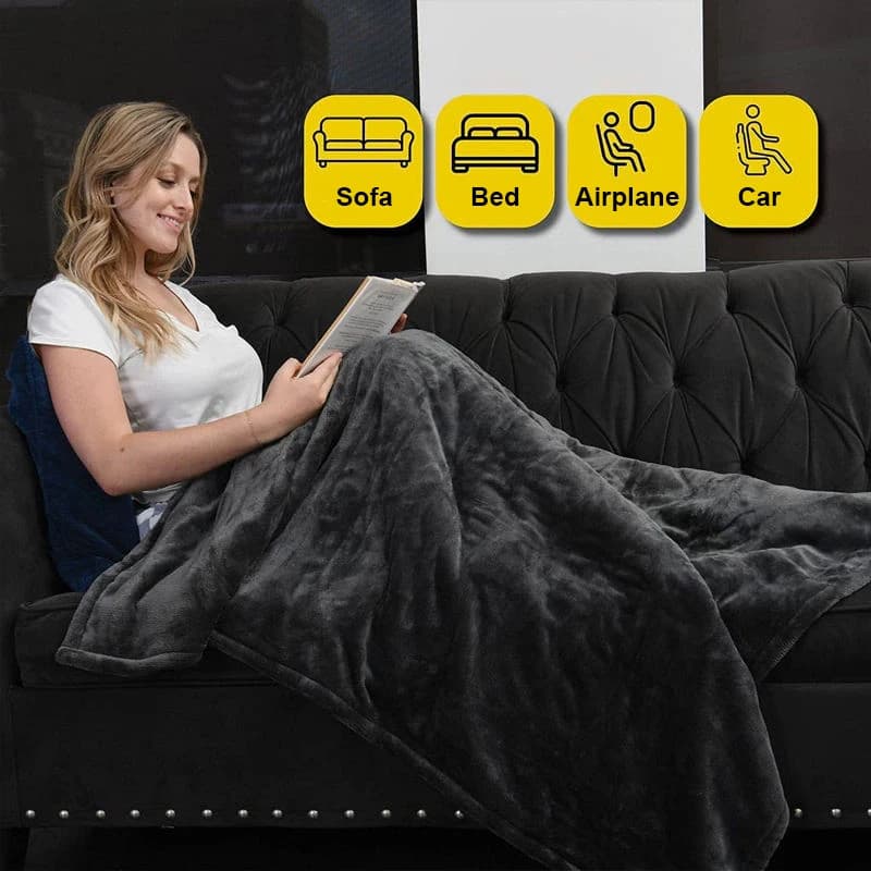 Electric Blankets Flannel & Sherpa Heated Blanket, 6 Heat Settings, 10-hour Time Auto-Off Function, Machine Washable
