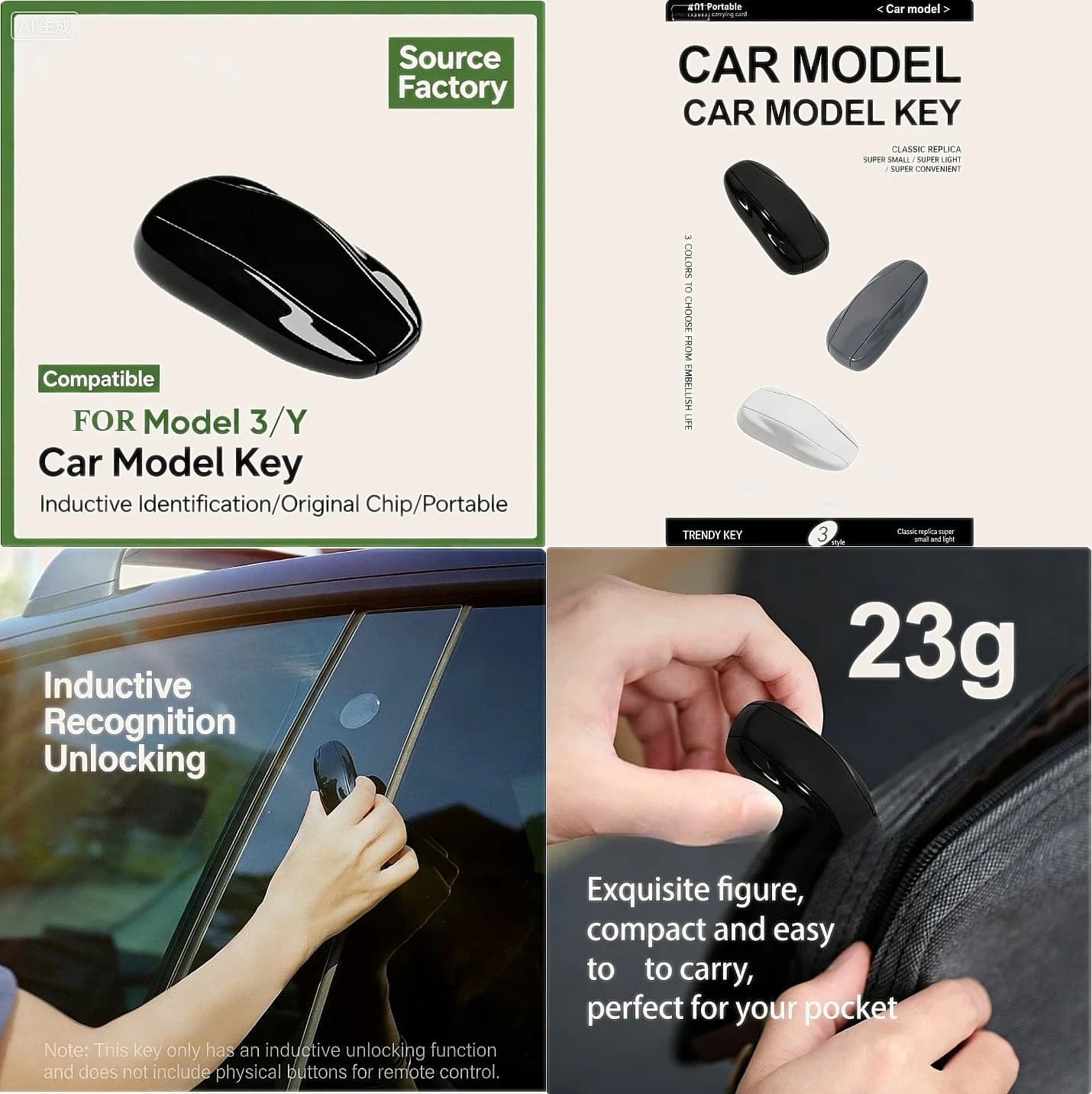 Chiave Intelligente con Chip Originale per Tesla Model 3 Y, Sostituzione Chiave NFC in ABS Plug & Play