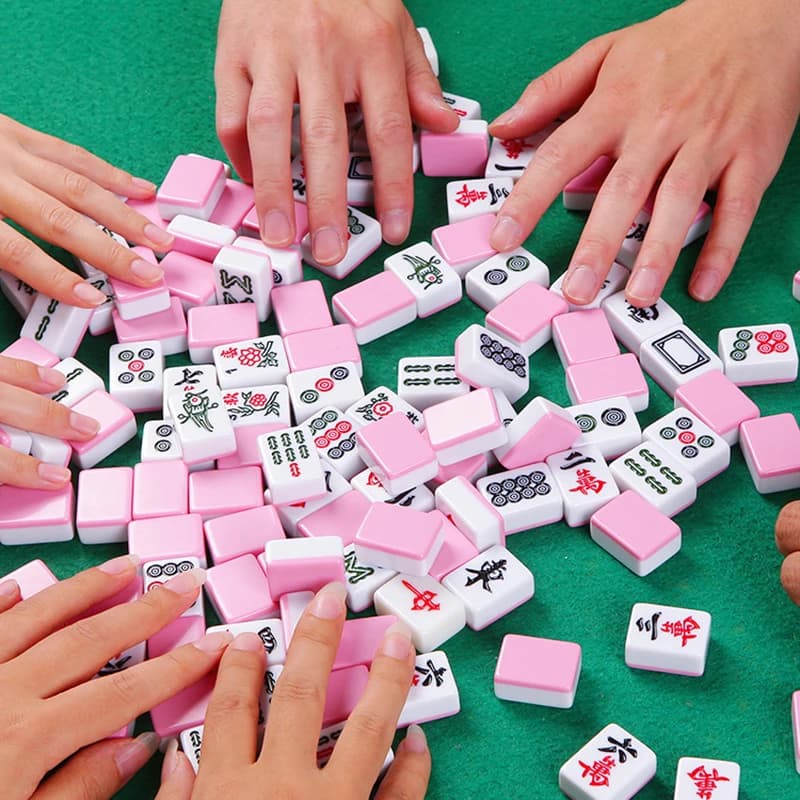 Gioco Mahjong da 30 mm 144 pezzi Gioco da tavolo cinese per intrattenimento familiare per interni Piastrelle Mahjong portatili per uso domestico