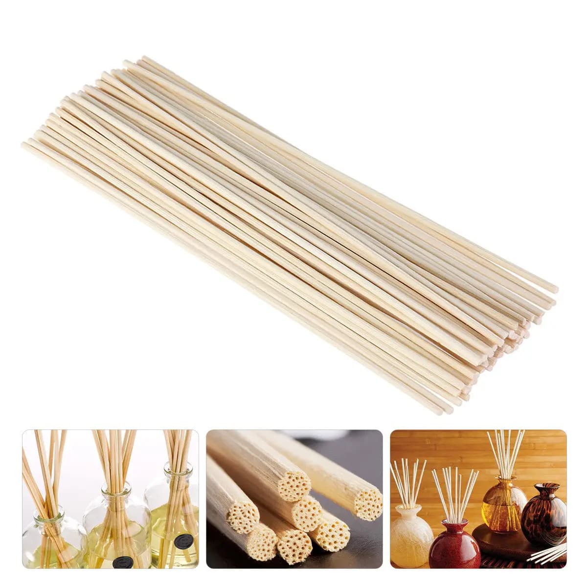 50Pcs Reed Diffuser Replacement Sticks 24Cm Wood Color Oil Diffuser Rattan for Aromatherapy Use Oil Duffuser Stick