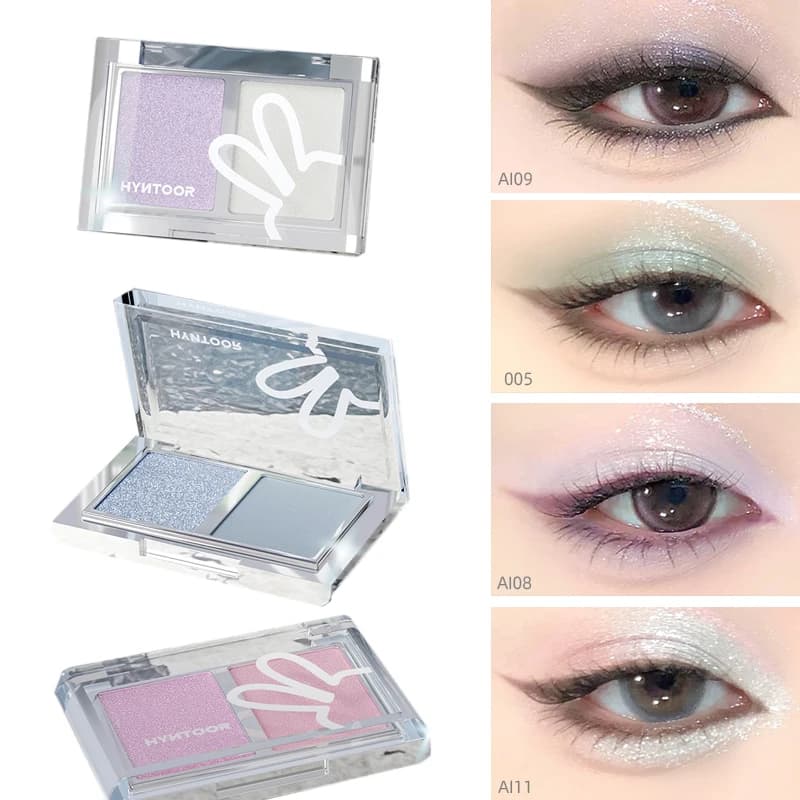 HYNTOOR Double Shade Satin Shimmer Glitter Sliver Gothic Shadows Fashion pattern Fine Flash Long life opaque powder 3g