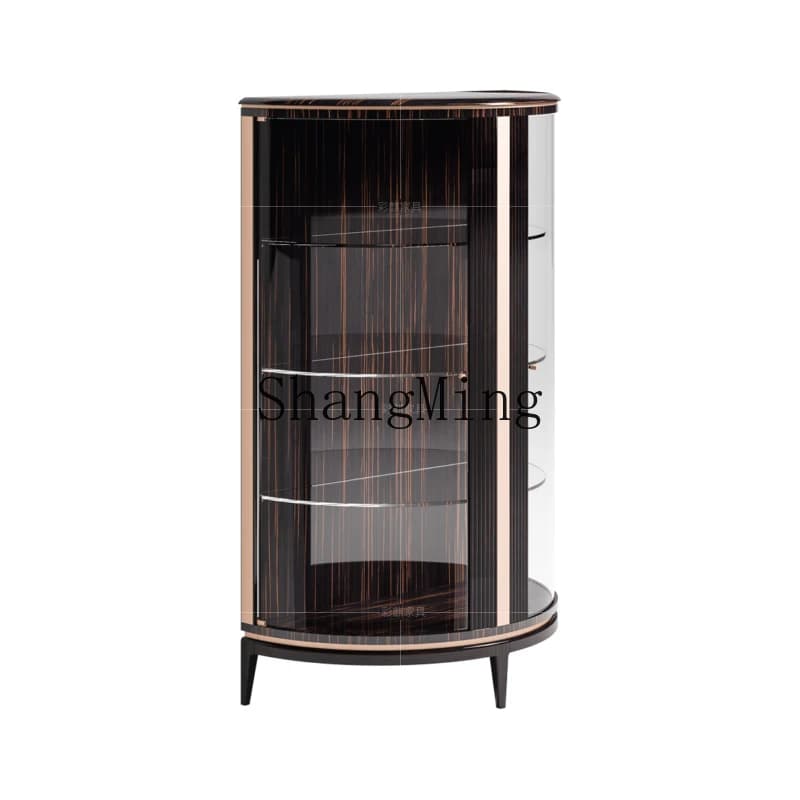 CL armadietto del vino postmoderno con porta in vetro curvo, tutta la decorazione, semplice e lussuoso, con display alto, per soggiorno, sala da pranzo, armadietto laterale
