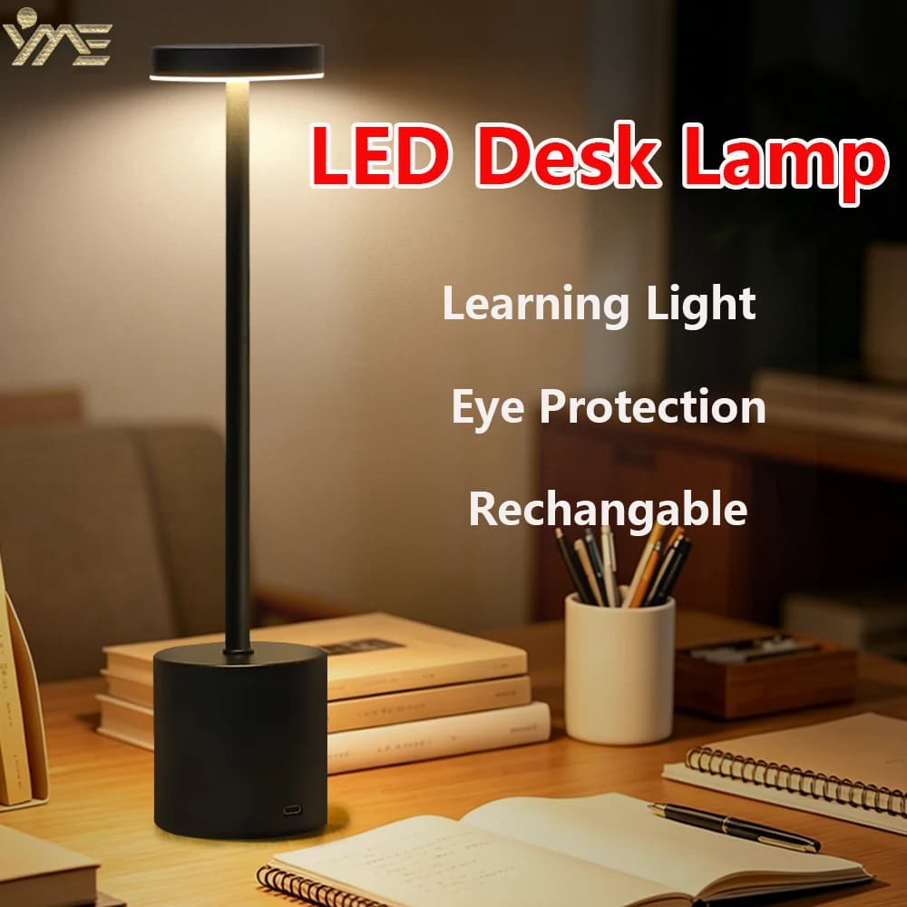 Lampada da Scrivania LED Portatile Ricaricabile per la Cura degli Occhi, Senza Fili, Touch, 3 Colori di Illuminazione, Luce da Tavolo Creativa per Studio e Lettura