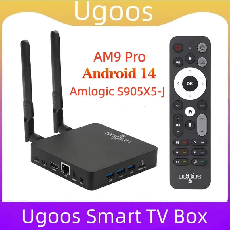 Ugoos AM9 PRO Smart TV Box Android 14 Amlogic S905x5-J LPDDR5 4GB 64GB WiFi 6 BT5.3 1000M LAN 4K HDR Set-top Box Lettore Multimediale