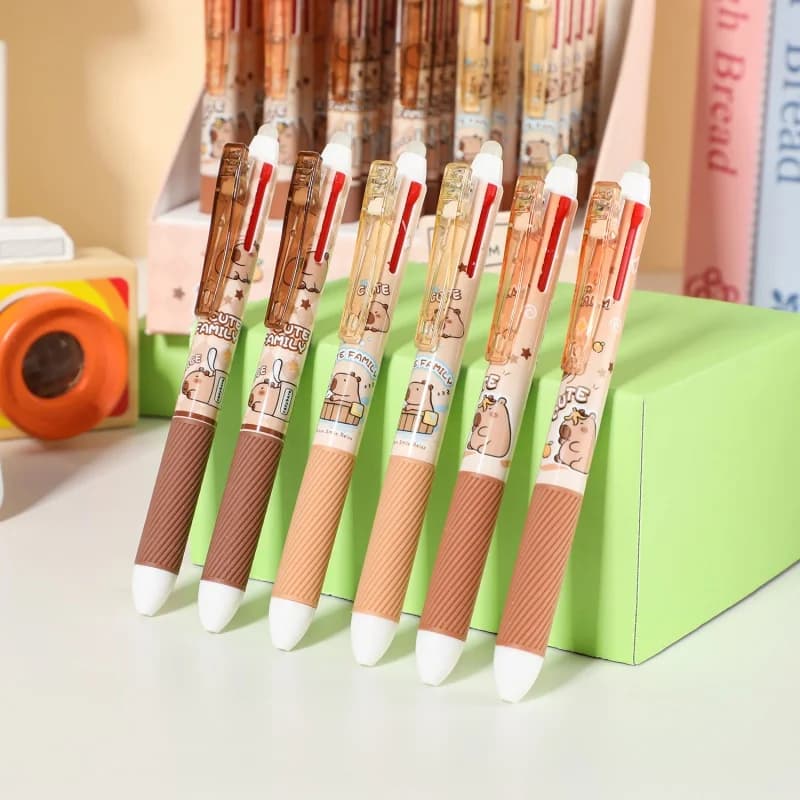 36 pc/lotto KAWAII CAPYBARA GEL cancellabile a 3 colori carino 0,5 mm penna nera/blu/rossa neutra penne ufficio scuole