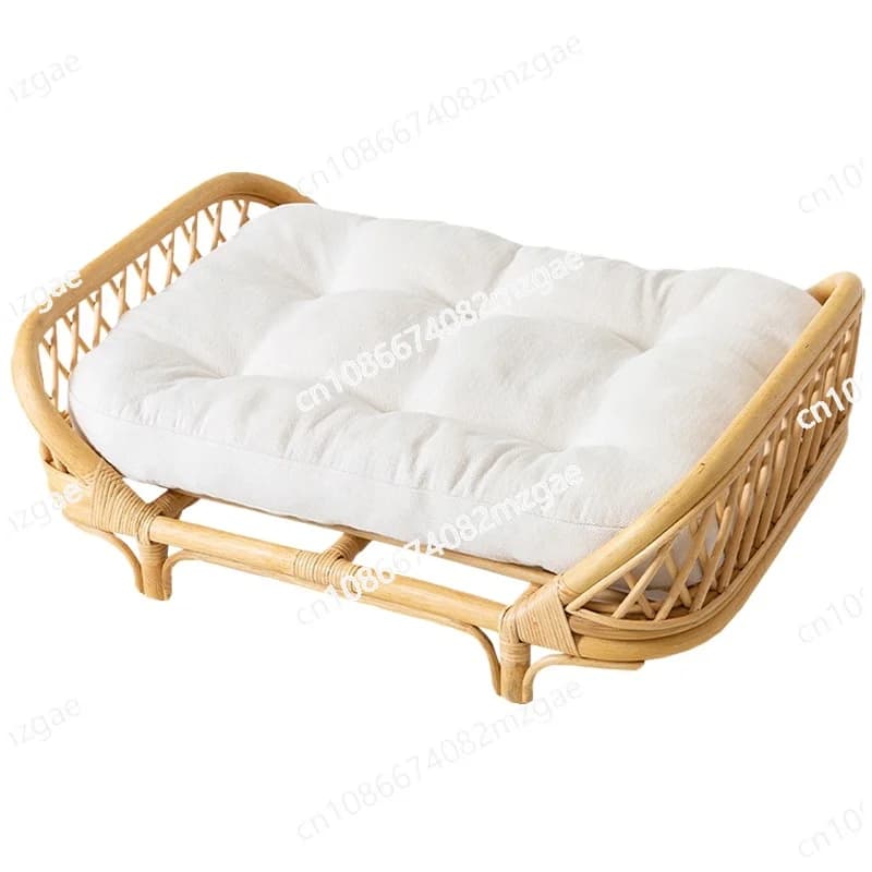 Letto per cani in rattan Cuccia in rattan Cani medi e piccoli Letti per cani invernali ed estivi Lettiera per gatti intrecciata in rattan universale Lettino per animali domestici