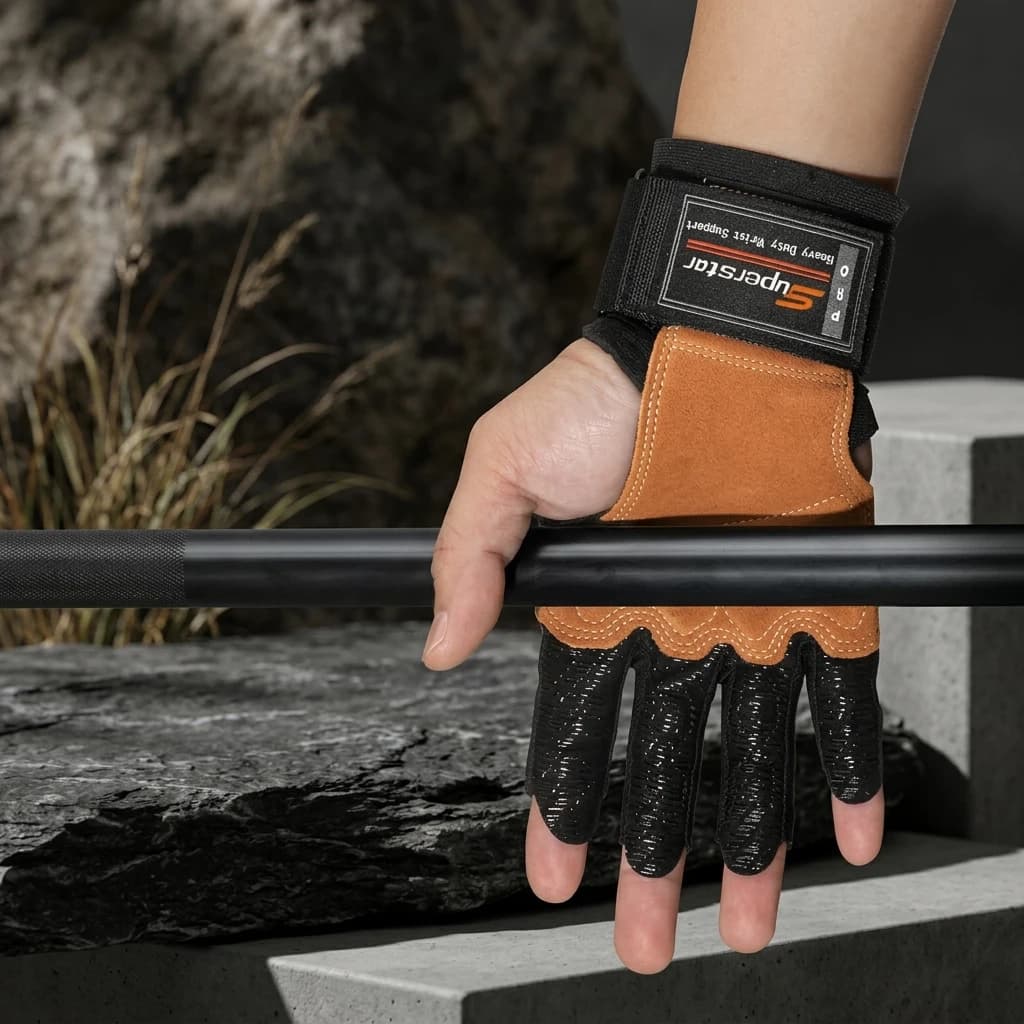 Cowhide Leather Workout Gloves for Gym Training Men Women Breathable Half Finger Weightlifting Gear Anti Slip Grip Durable