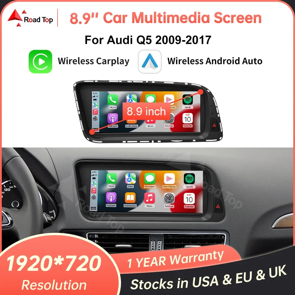 Display multimediale touch screen RoadTop Linux 1920*720 per Audi Q5 2009-2017 con carplay wireless Android Auto Airplay Autolink