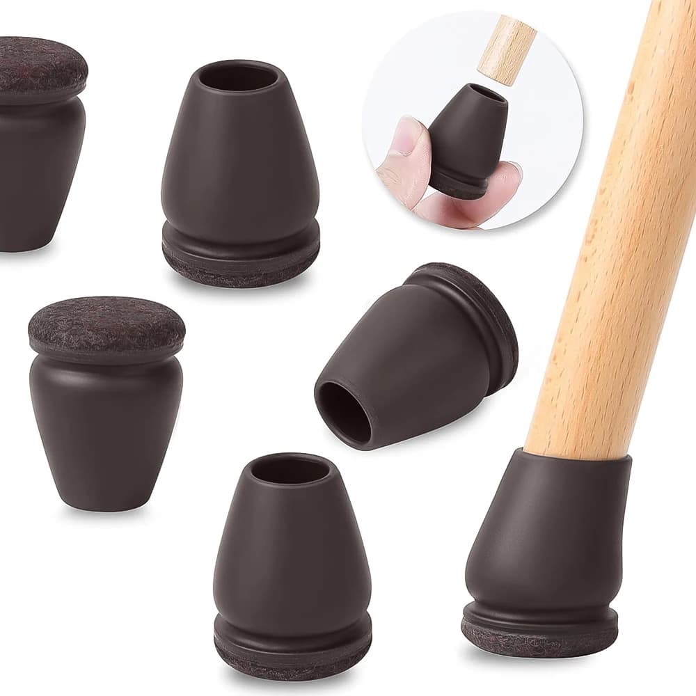 Protezioni per le gambe delle sedie nere Coprigambe diagonale con feltrini avvolgenti spessi Piedini per tavoli per mobili in silicone Proteggi i pavimenti 8 pezzi / lotto