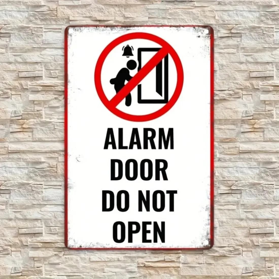 **Insegna per porta con allarme in metallo "Non aprita" Decorazione da parete per casa Garage Cafe Bar**