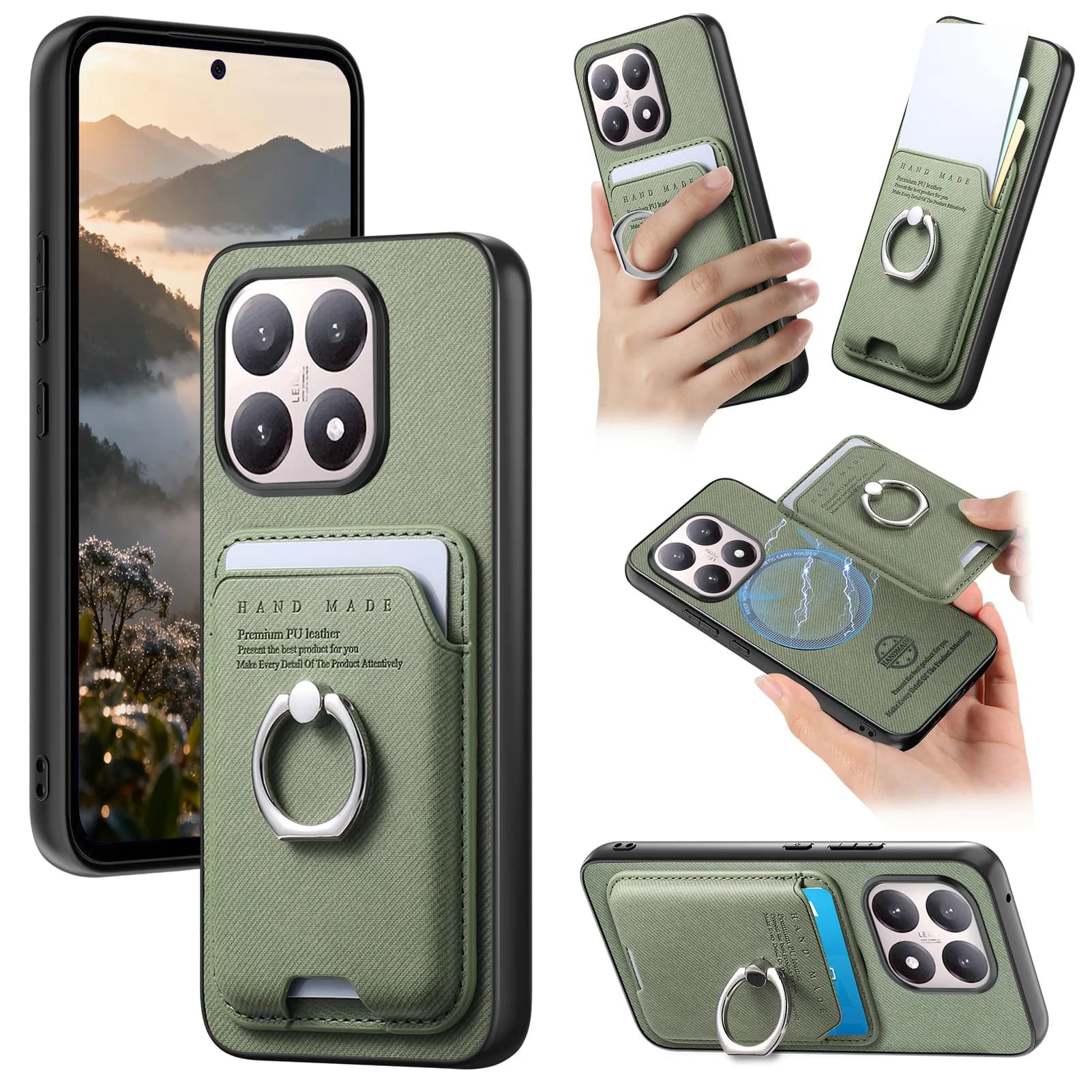 Per Xiaomi 15T Poco F7 X7 MI 17 Pro Max 2In1 Custodia staccabile in pelle per carte di credito per Redmi K90 Note 15 14 Pro Plus 14C 13C