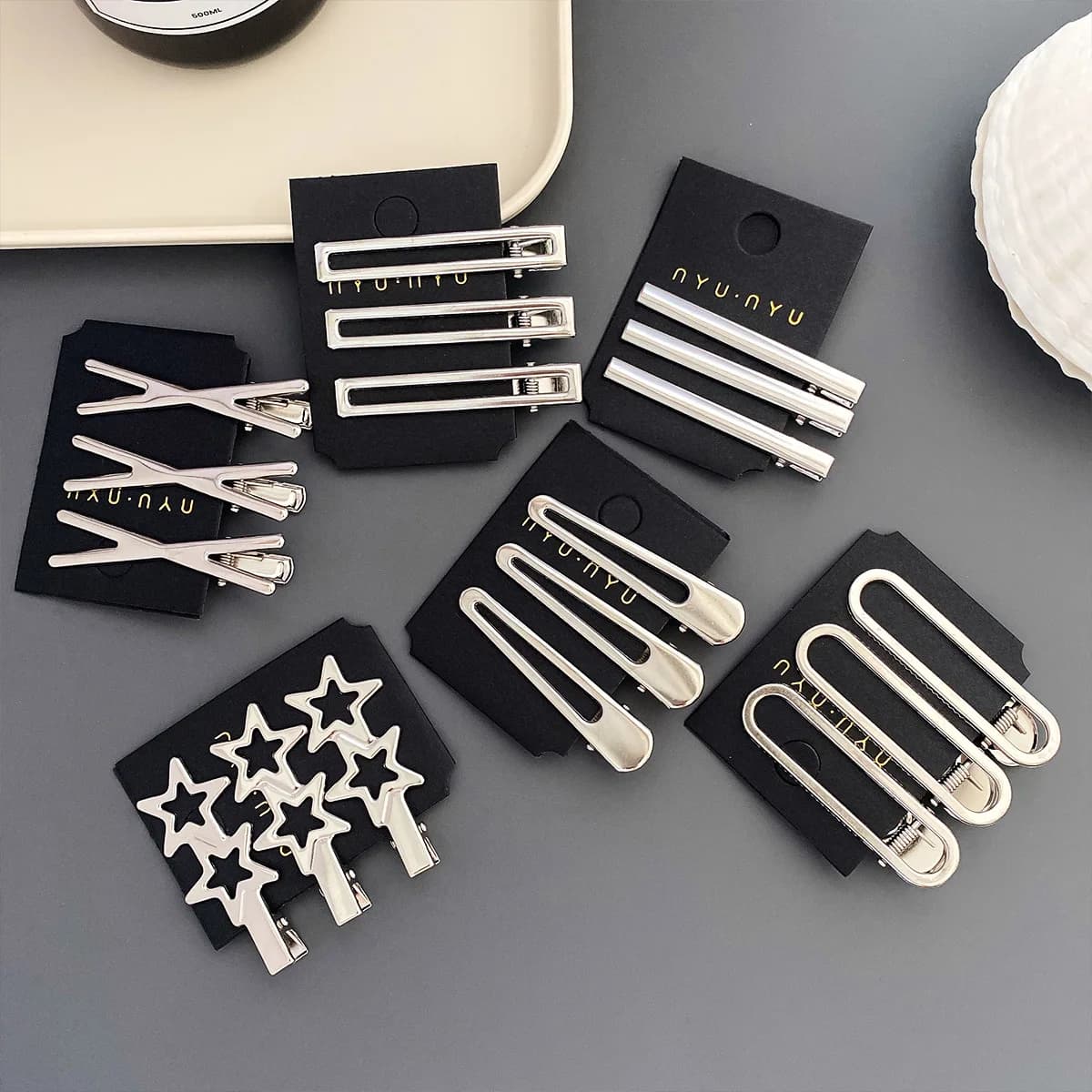 3Pcs Silver Metal Hollow Hairpin Side Bangs Clip Women's Forehead Broken Hair Duck Bill Clip Hairpin Headgear