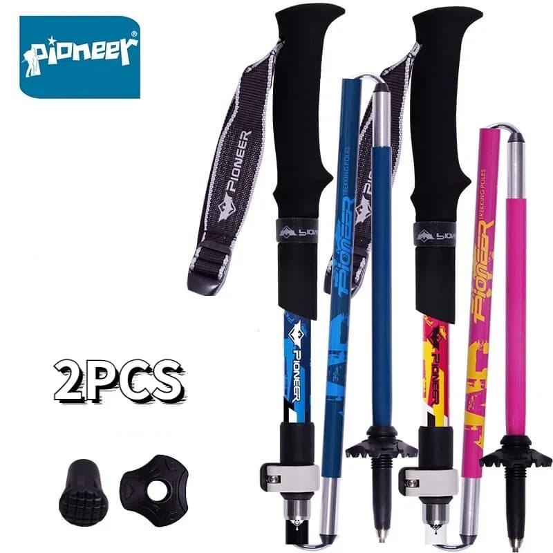 PIONEER 2 pieces folding trekking poles made of ultralight carbon fiber adjustable travel folds hiking Nordic walking sticks XDL007