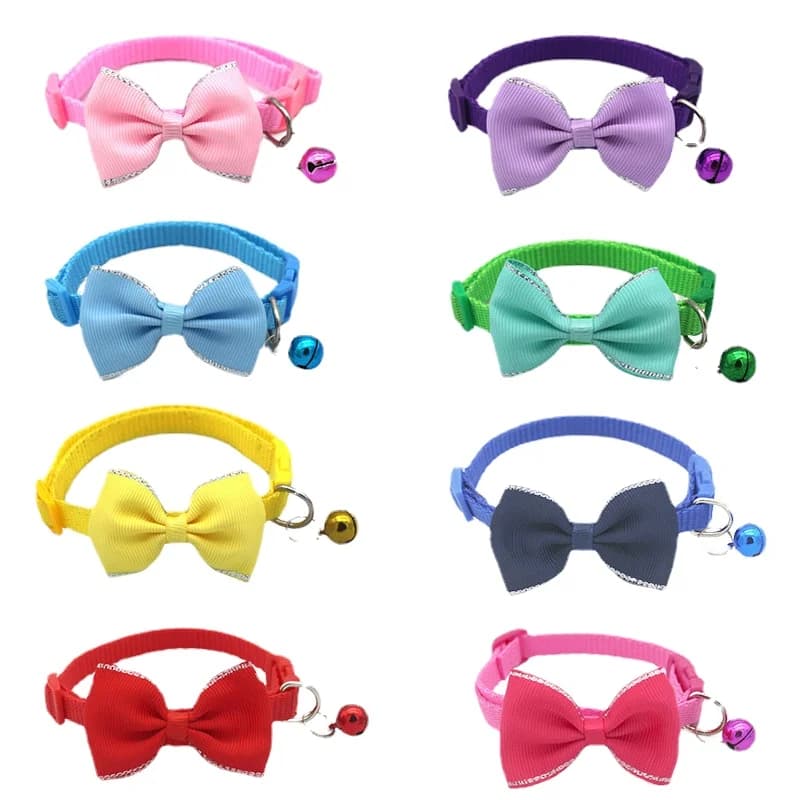 Collare per Gatti con Fiocco, Regolabile con Fibbia di Sicurezza, Accessori per Gatti e Cani con Campanello, Colore Unico, Articoli per Animali Domestici