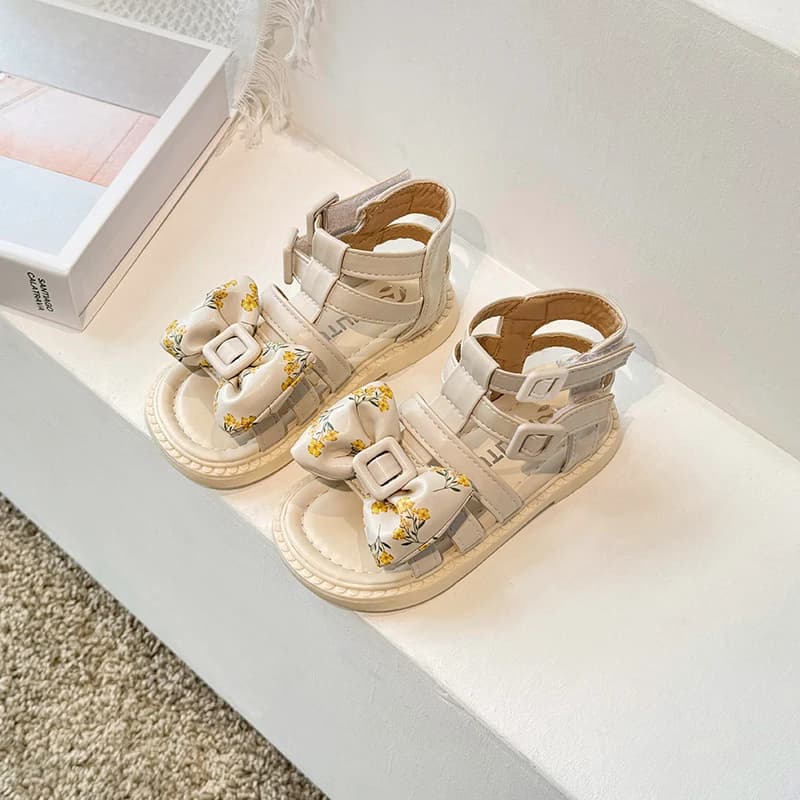 Scarpe da Festa per Bambini alla Moda 2026, Sandali Estivi con Stampa Floreale, Suola in Gomma Antiscivolo, Elegante Calzatura da Principessa per Ragazze