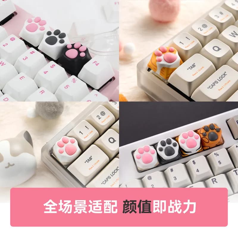 Tasti Personalizzati LOBO a Forma di Zampa di Gatto, Antiscivolo, Morbidi, Elastici, in Silicone 3D, Kawaii, per Tastiere Meccaniche con Switch MX, Idea Regalo