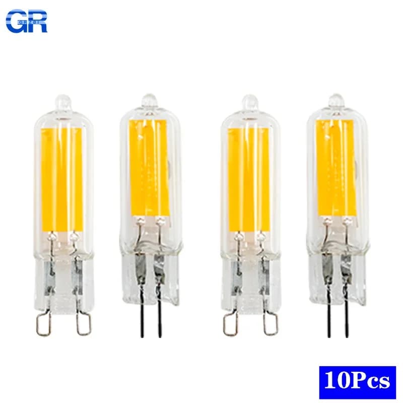 10 Pz/lotto Più Luminoso G9 HA CONDOTTO LA Lampada G4 AC 220V 230V 240V 6W 9W di Vetro COB Ha Condotto La Lampadina Bianco Caldo/Frio Riflettore Sostituire La Luce Alogena