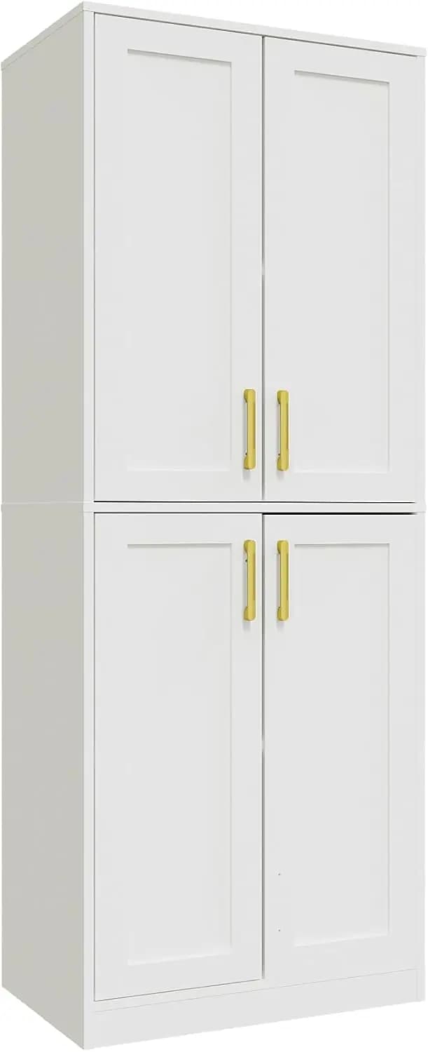 Armadio Alto Bianco con Ante e Ripiano per Cucina, Bagno, Soggiorno, Ingresso - Organizzatore Resistente