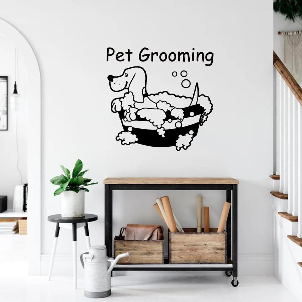1PC NEW Pet Grooming Custom Text Home Decorations Pvc Decal For Home Decor Wall Art MURAL