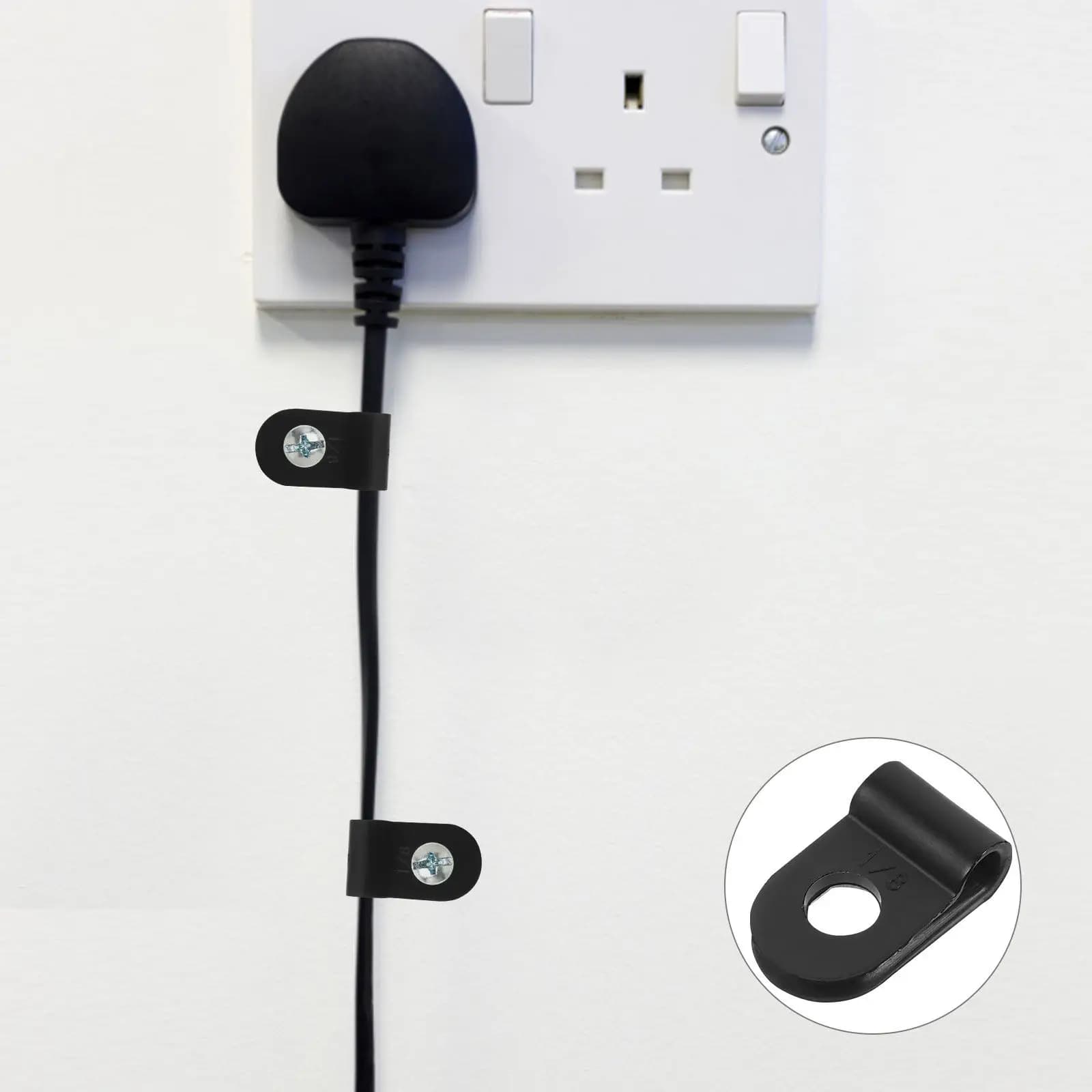 100 Pezzi di Clip per Cavi, Morsetti per Gestione Fili, Organizzatori Robusti in PVC per Cavi Ethernet, Coassiali, TV, Audio e Video
