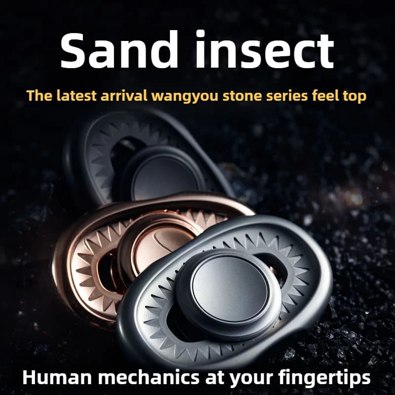 Specchio nero EDC Sandworm Sensazione a due foglie Meccanico in metallo Fidget Spinner Tecnologia nera Giocattolo da tavolo di decompressione