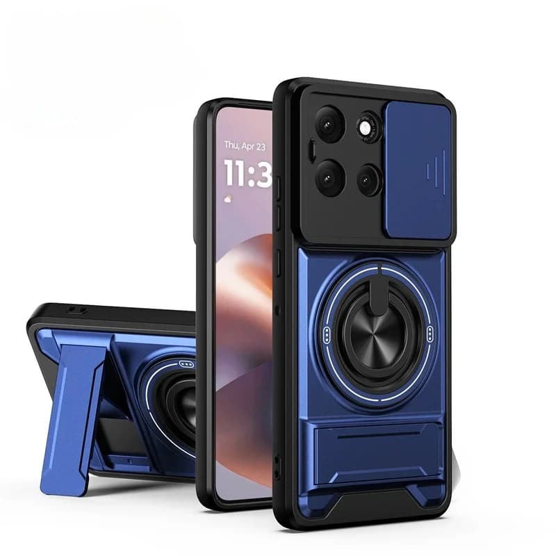 Magnetic Ring Stand Case for Motorola Moto G86 G56 G55 G54 G53 G45 G35 G34 G84 G64 5G Sliding Camera Cover Shockproof