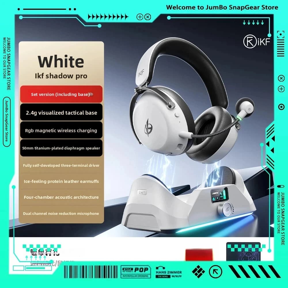 iKF Yingci Pro Wireless Gaming Headset Bluetooth 4 Mode Esports Earphones with Charging Dock for PC PS5 Switch Gamer Gifts