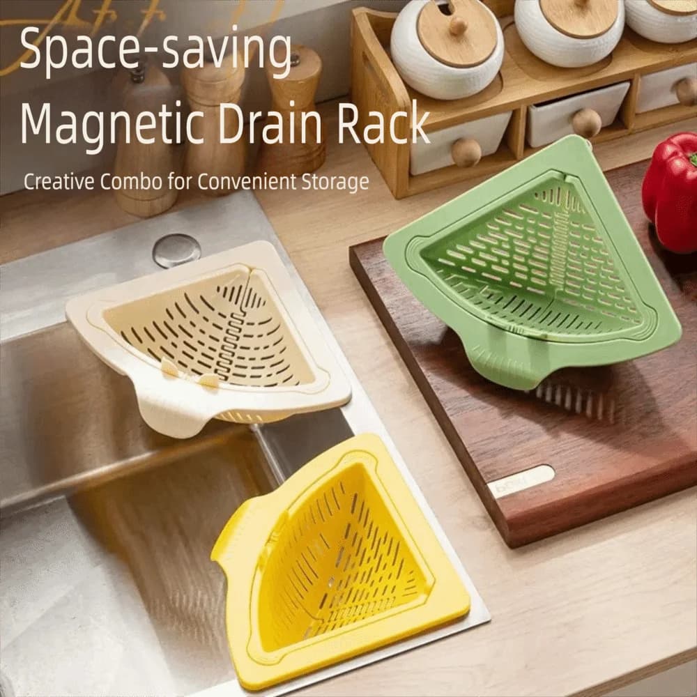 Nuovo cestino di scarico per lavello magnetico Triangolo filtro per lavello da cucina multifunzionale Cestello per filtro per rifiuti alimentari Forniture da cucina