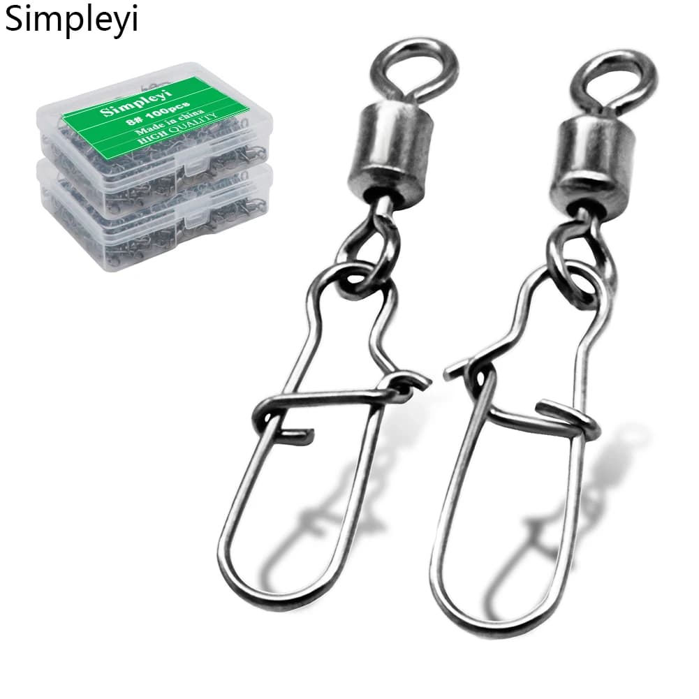 100 pcs/box 2 # to 14 # connector fishing bearing rolling swivel Snap love fishing call equipment carp fish carp fishing accessories tools