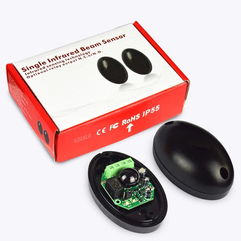 Sensore rilevatore a infrarossi sicuro per cancello automatizzato IP55/altalena/correvole/cancello del garage/fotocellule a infrarossi di sicurezza per porta relè