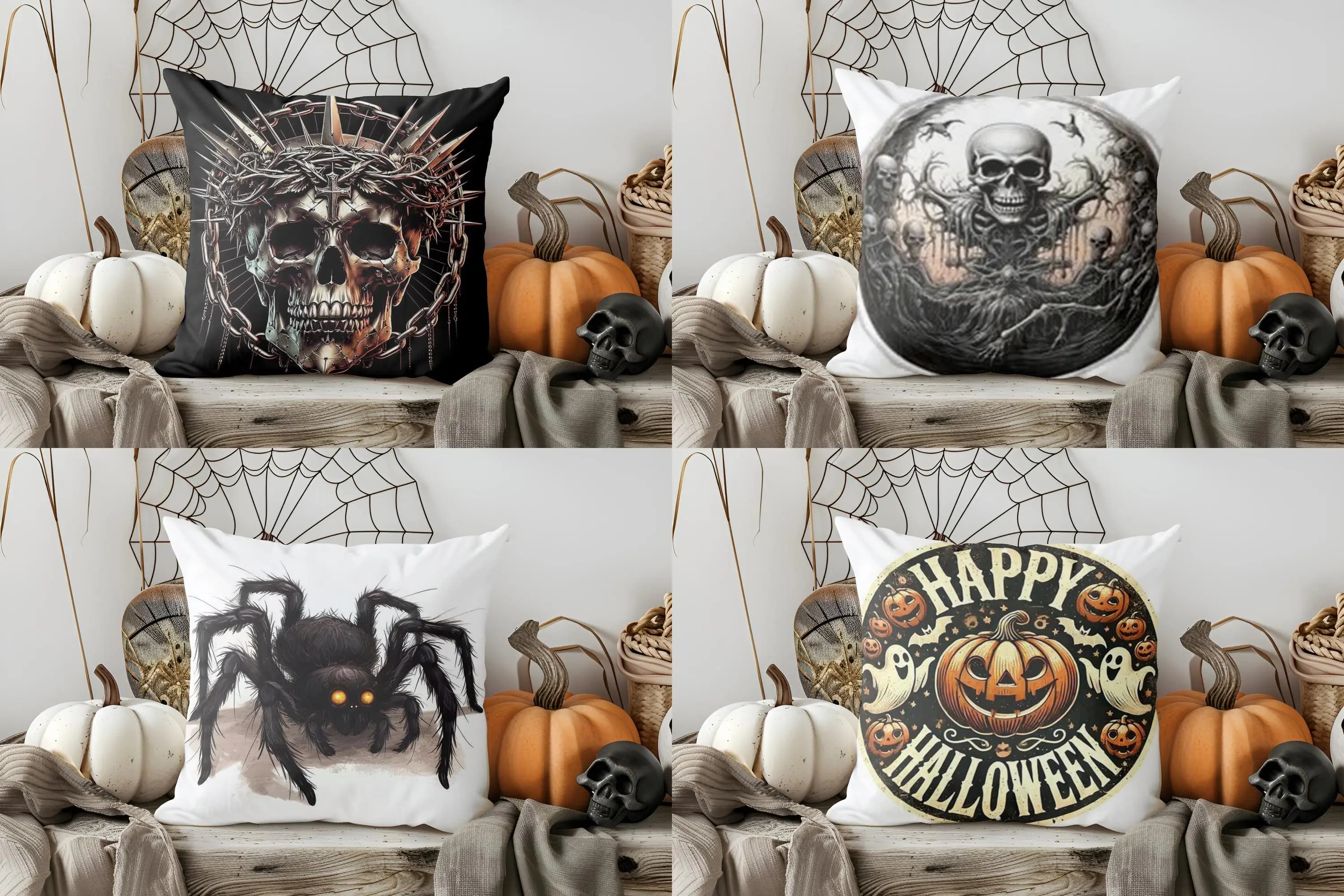 Home Decorations Gothic Skull with Crown and Chains Pillow Lining Model Pillow Sheet Suitable for Sofa Bedroom Car cushion cover