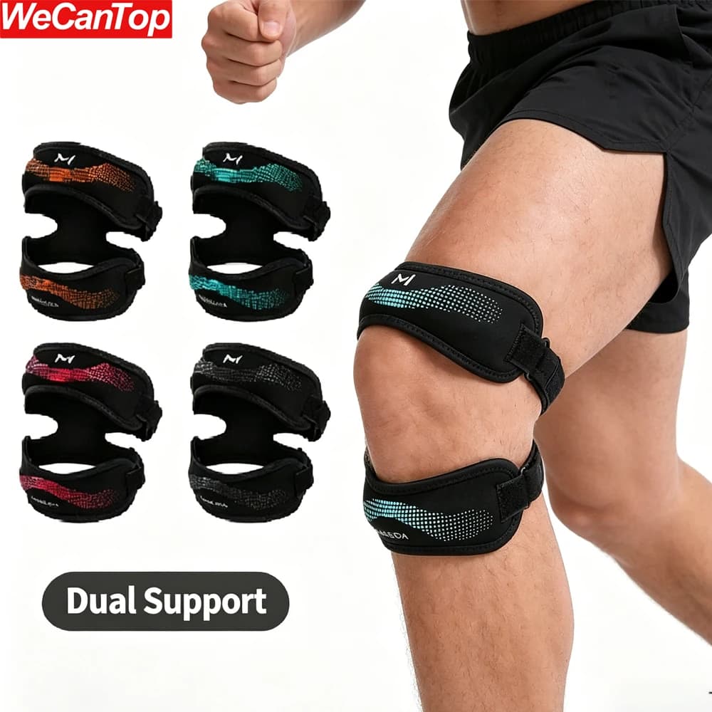 1 fascia regolabile per ginocchio con supporto rotulare - Doppie cuscinetti in silicone per alleviare il dolore, corsa, salto con la corda, escursionismo, basket e Osgood-Schlatter